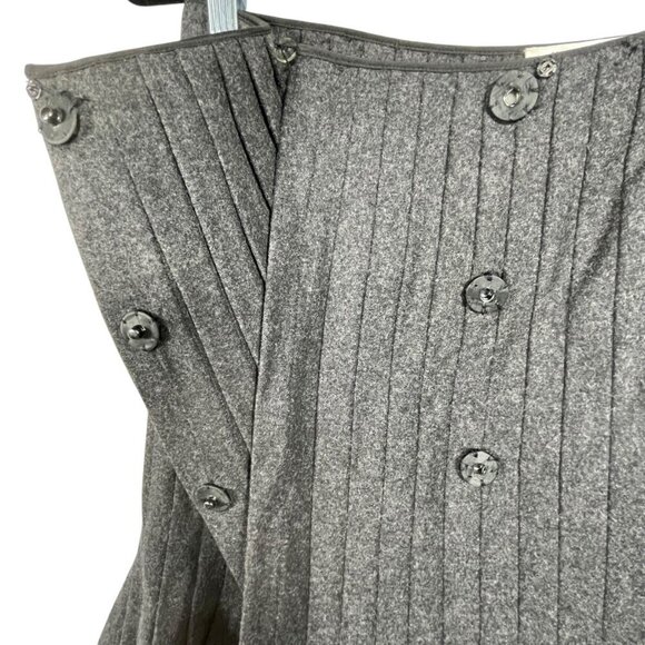 charles nolan couture wool pleated wrap flounce hem knee-length skirt charcoal 6 - Picture 10 of 16
